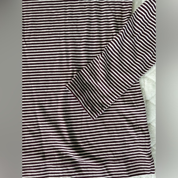 NWT Loft | Long Sleeve Striped Tee | Burgundy and White | Size Medium - Picture 8 of 10